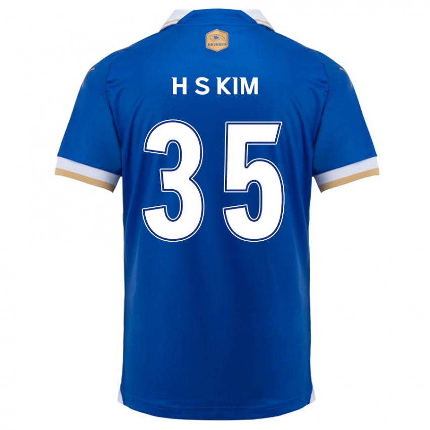 Gyermek Seung-Hyun Kim #35 Kék Fehér Hazai Jersey 2024/25 Mez Póló Ing