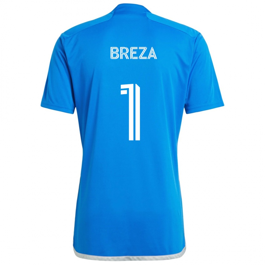 Gyermek Sebastian Breza #1 Kék Fehér Hazai Jersey 2024/25 Mez Póló Ing