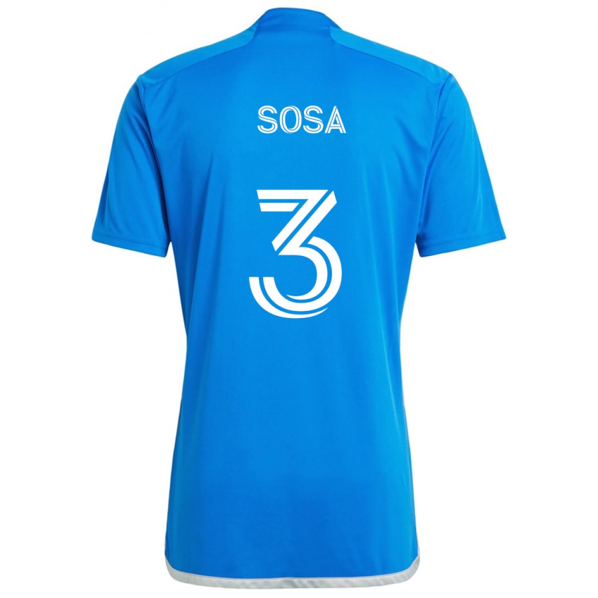 Gyermek Joaquín Sosa #3 Kék Fehér Hazai Jersey 2024/25 Mez Póló Ing