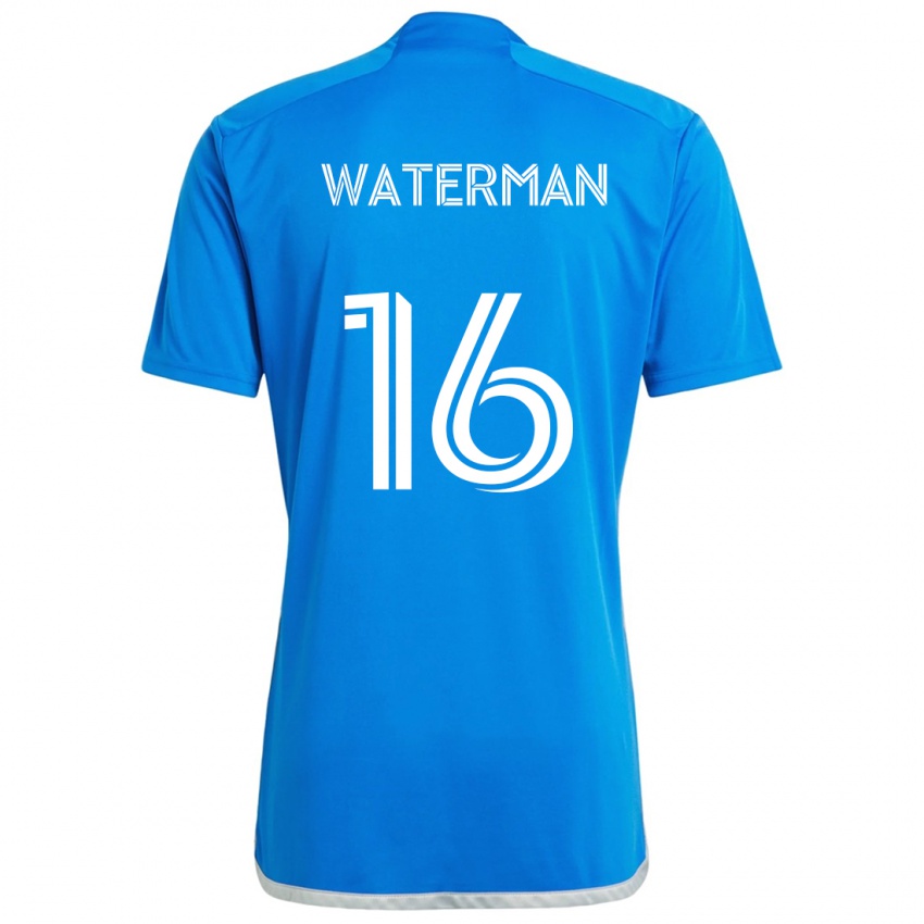 Gyermek Joel Waterman #16 Kék Fehér Hazai Jersey 2024/25 Mez Póló Ing