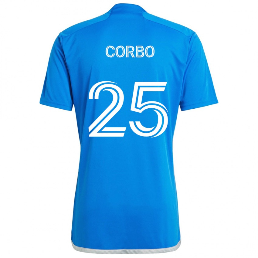 Gyermek Gabriele Corbo #25 Kék Fehér Hazai Jersey 2024/25 Mez Póló Ing