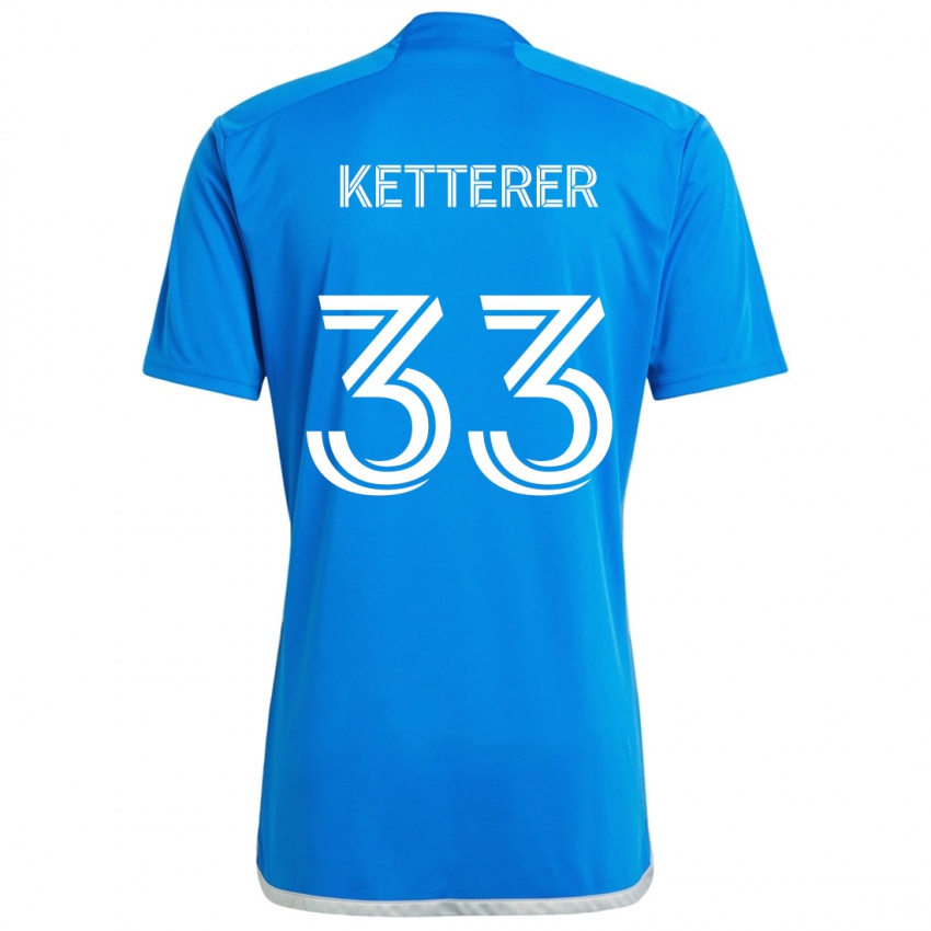 Gyermek Logan Ketterer #33 Kék Fehér Hazai Jersey 2024/25 Mez Póló Ing