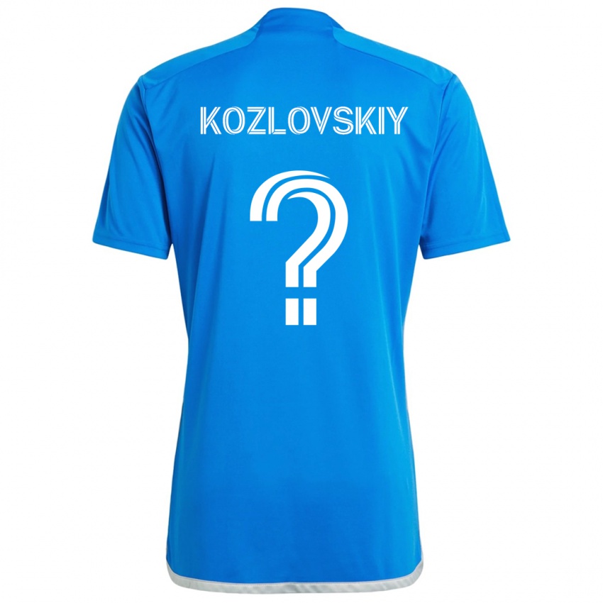 Gyermek Sergei Kozlovskiy #0 Kék Fehér Hazai Jersey 2024/25 Mez Póló Ing