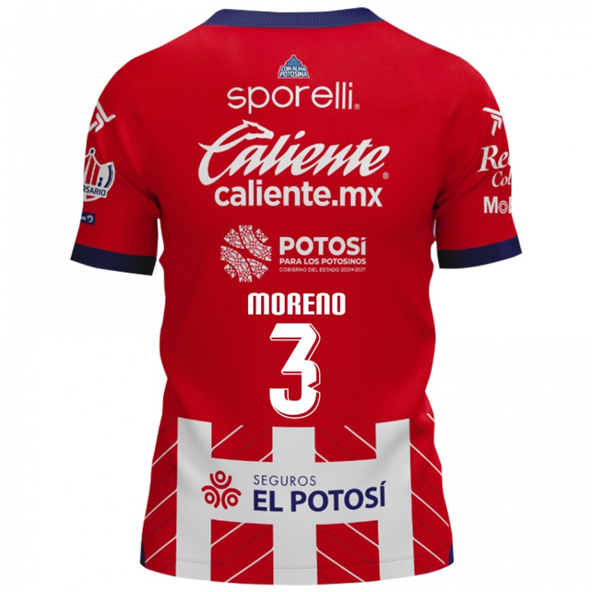 Gyermek Iker Moreno #3 Piros Fehér Hazai Jersey 2024/25 Mez Póló Ing