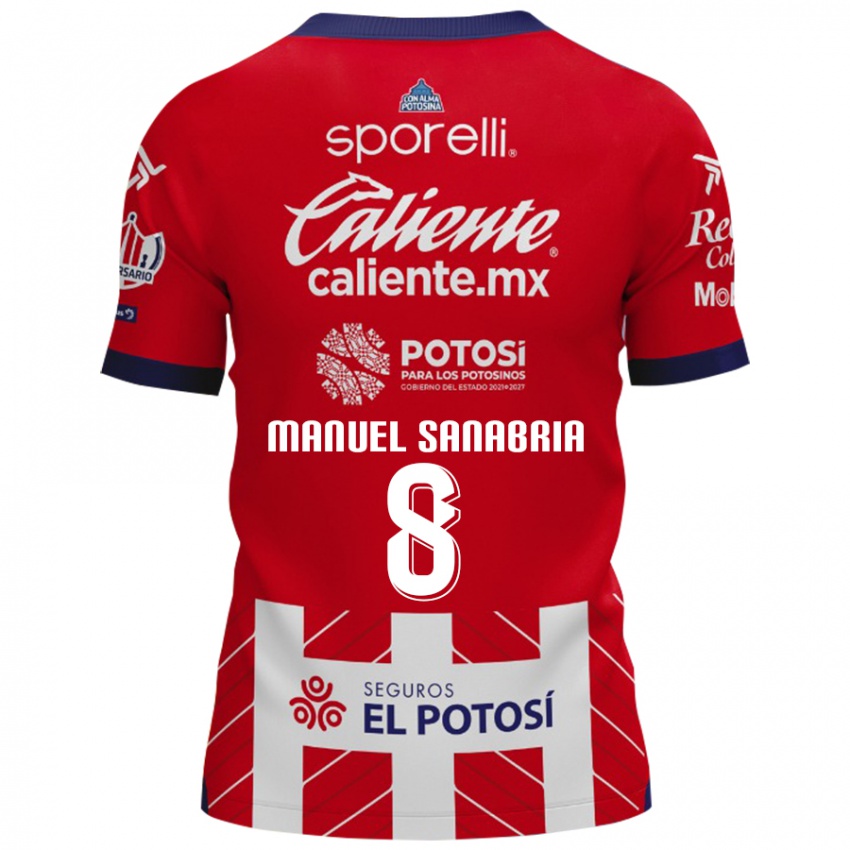 Gyermek Juan Manuel Sanabria #8 Piros Fehér Hazai Jersey 2024/25 Mez Póló Ing