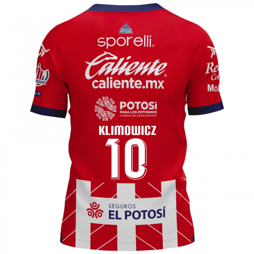 Gyermek Mateo Klimowicz #10 Piros Fehér Hazai Jersey 2024/25 Mez Póló Ing