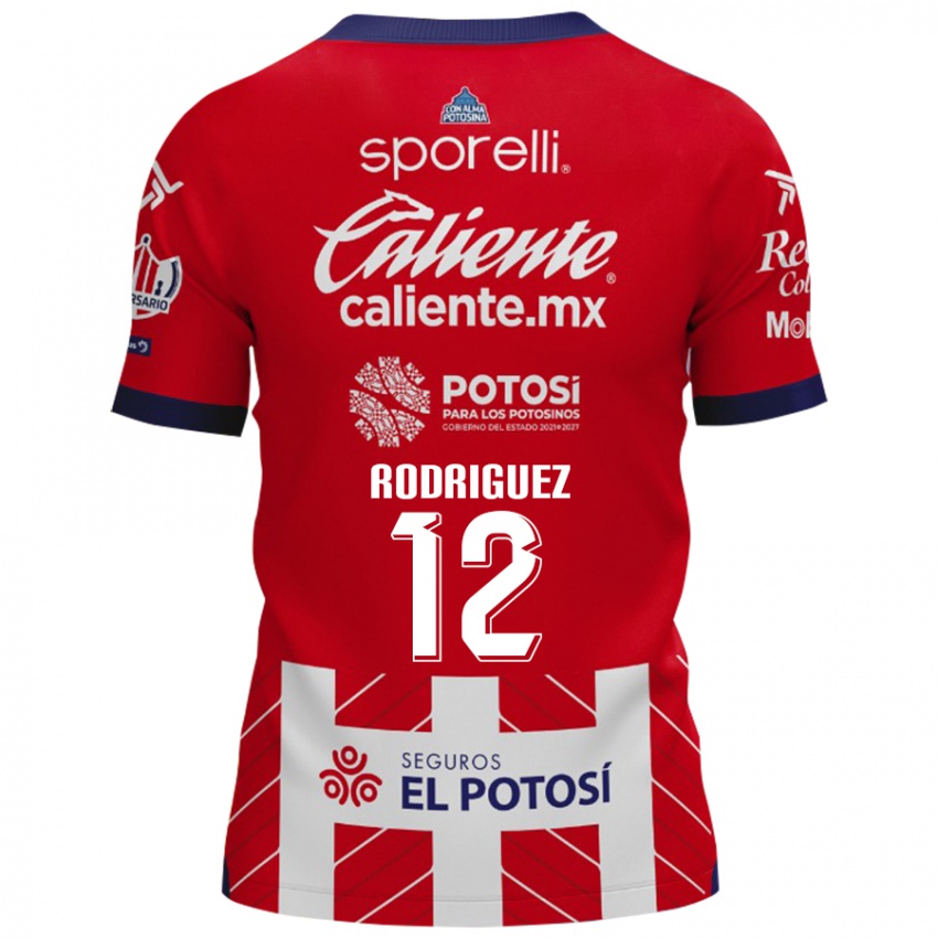 Gyermek David Rodríguez #12 Piros Fehér Hazai Jersey 2024/25 Mez Póló Ing