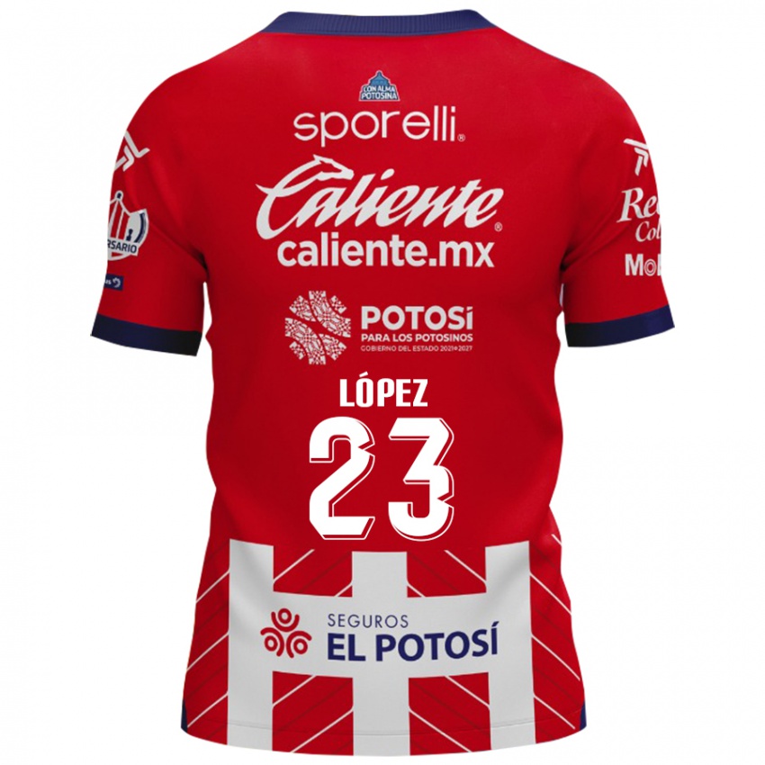 Gyermek César López #23 Piros Fehér Hazai Jersey 2024/25 Mez Póló Ing