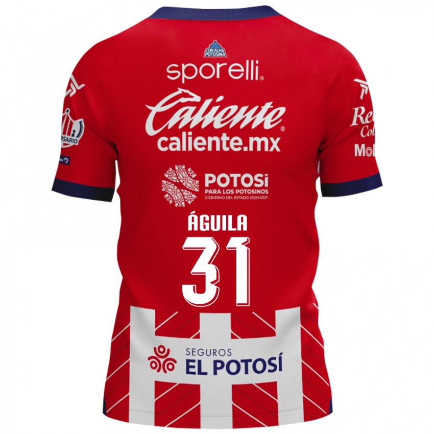 Gyermek Eduardo Águila #31 Piros Fehér Hazai Jersey 2024/25 Mez Póló Ing