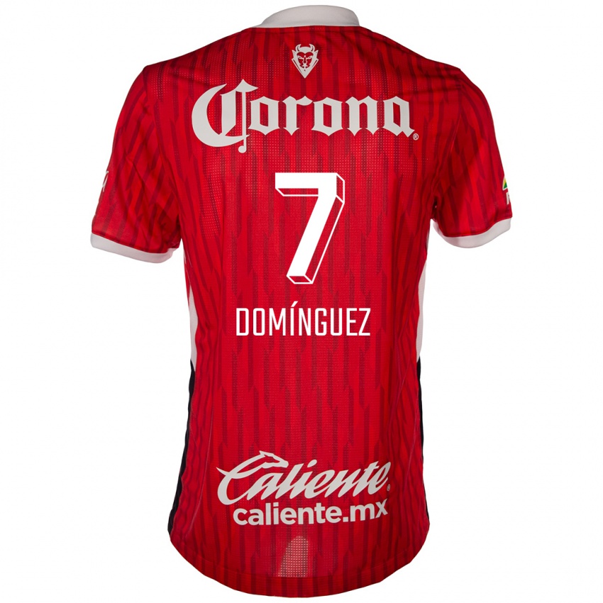 Gyermek Juan Domínguez #7 Piros Fehér Hazai Jersey 2024/25 Mez Póló Ing