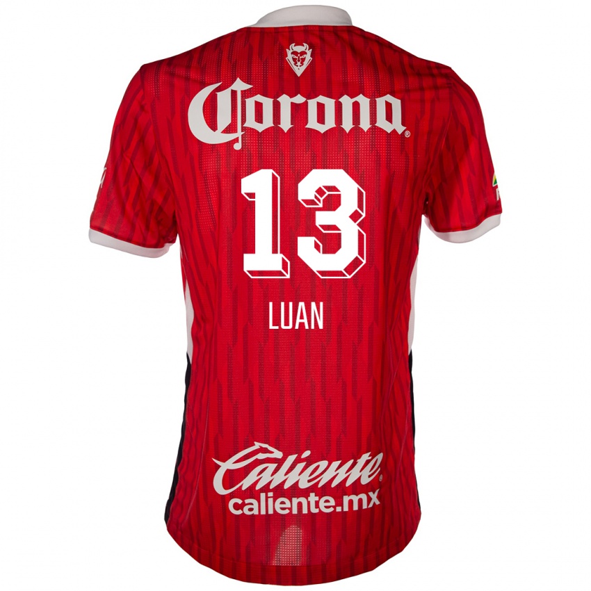 Gyermek Luan #13 Piros Fehér Hazai Jersey 2024/25 Mez Póló Ing