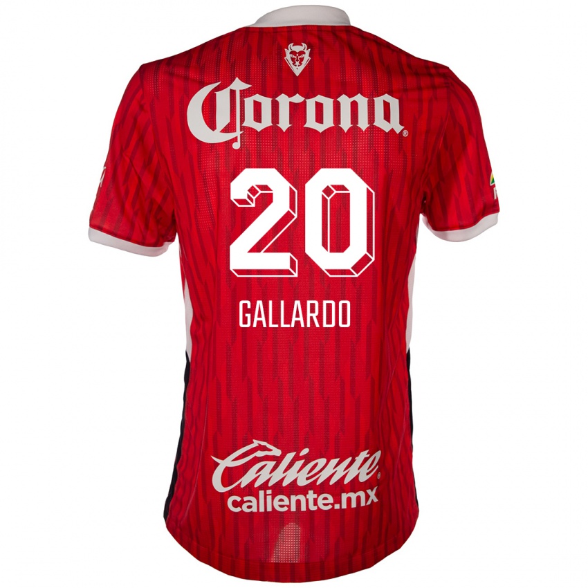 Gyermek Jesús Gallardo #20 Piros Fehér Hazai Jersey 2024/25 Mez Póló Ing