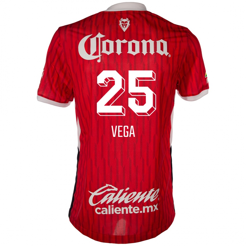 Gyermek Alexis Vega #25 Piros Fehér Hazai Jersey 2024/25 Mez Póló Ing