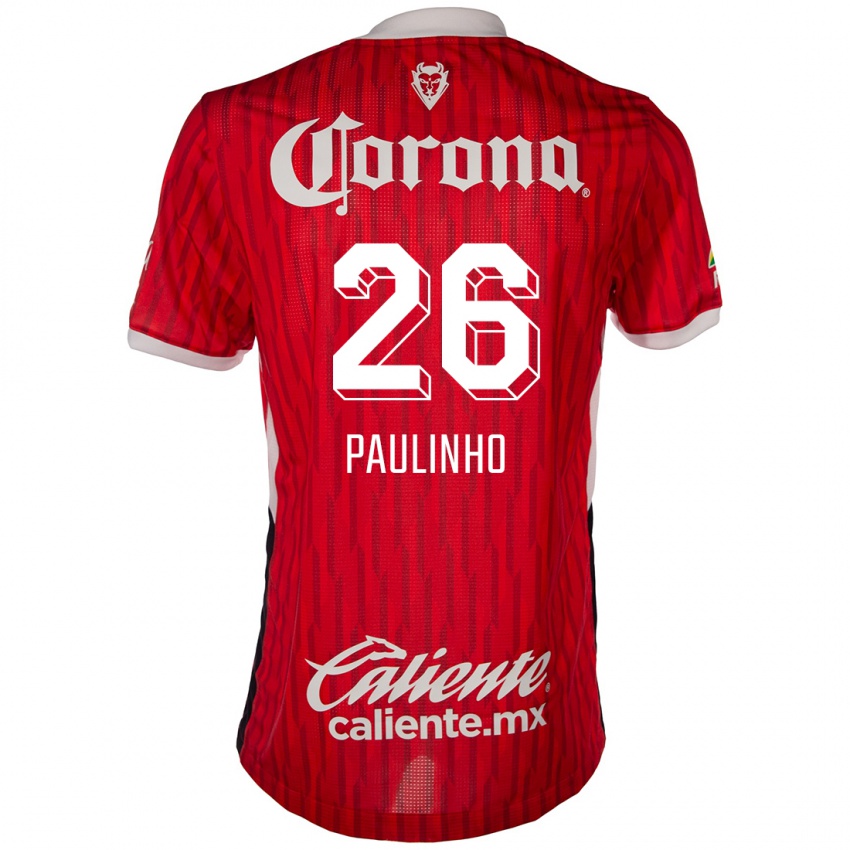 Gyermek Paulinho #26 Piros Fehér Hazai Jersey 2024/25 Mez Póló Ing