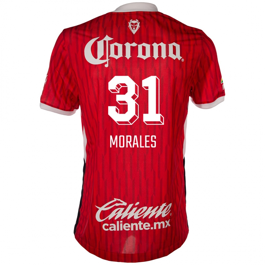 Gyermek Robert Morales #31 Piros Fehér Hazai Jersey 2024/25 Mez Póló Ing