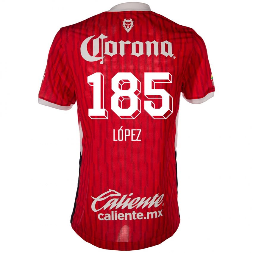 Gyermek David López #185 Piros Fehér Hazai Jersey 2024/25 Mez Póló Ing