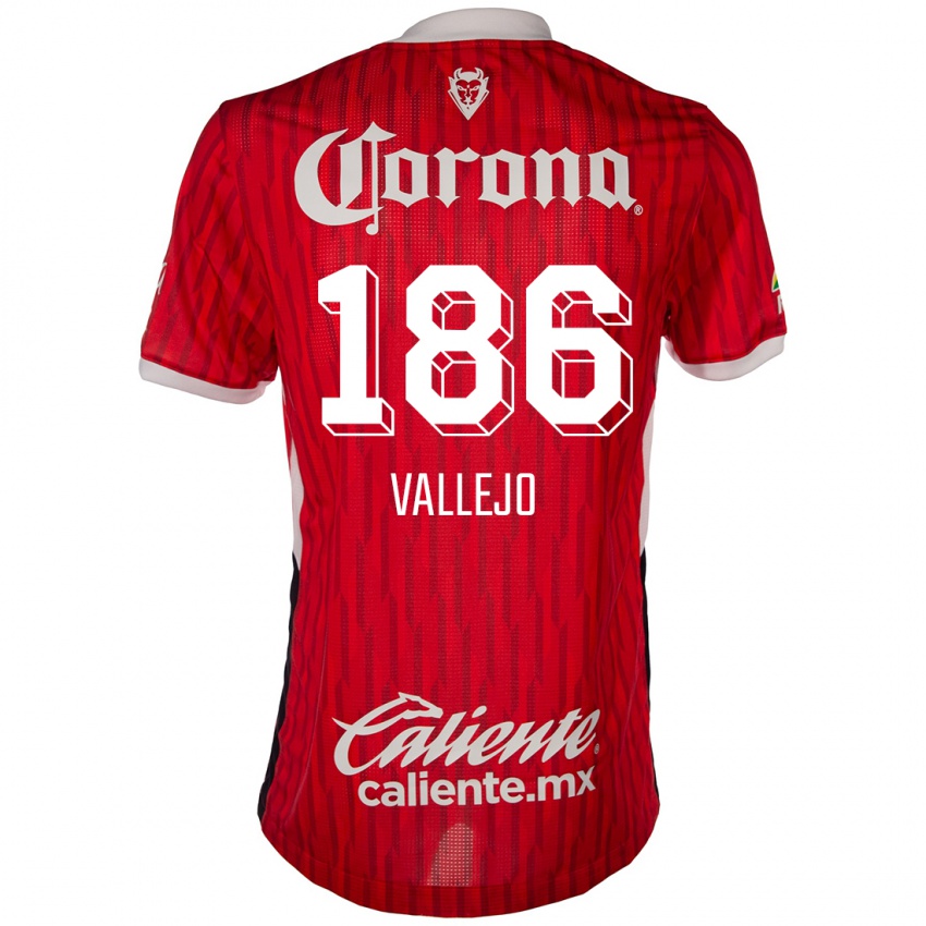 Gyermek Saúl Vallejo #186 Piros Fehér Hazai Jersey 2024/25 Mez Póló Ing