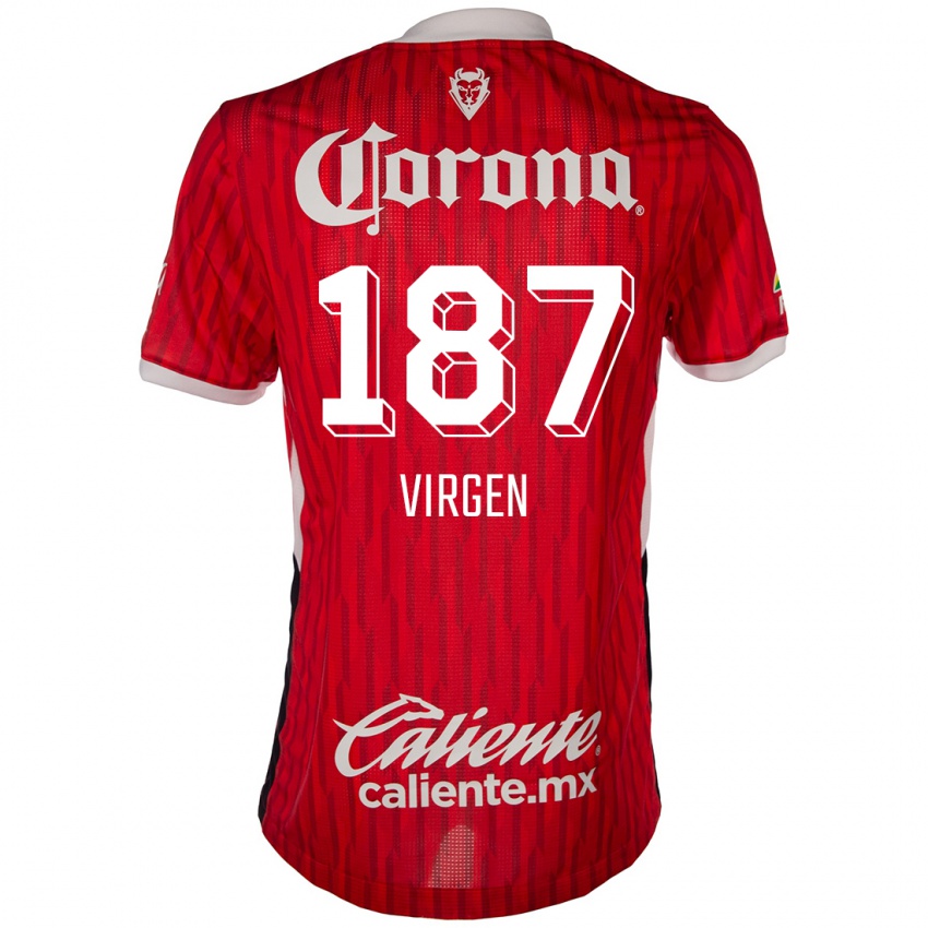 Gyermek Oswaldo Virgen #187 Piros Fehér Hazai Jersey 2024/25 Mez Póló Ing