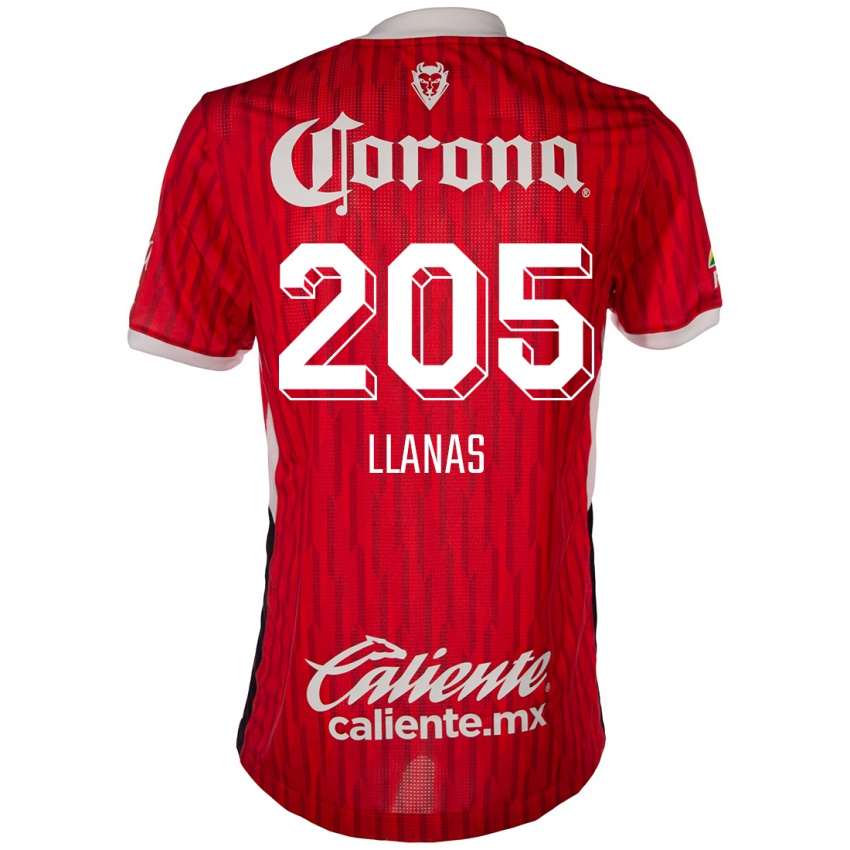 Gyermek Emmanuel Llanas #205 Piros Fehér Hazai Jersey 2024/25 Mez Póló Ing