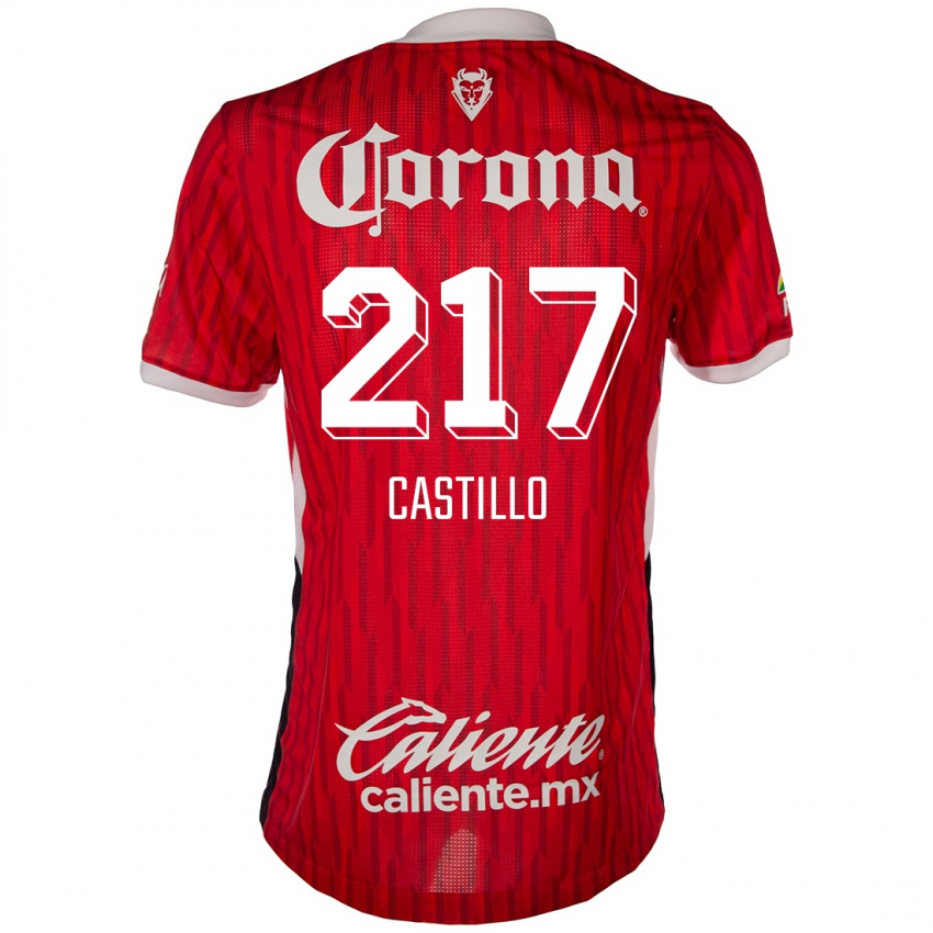 Gyermek Klever Castillo #217 Piros Fehér Hazai Jersey 2024/25 Mez Póló Ing