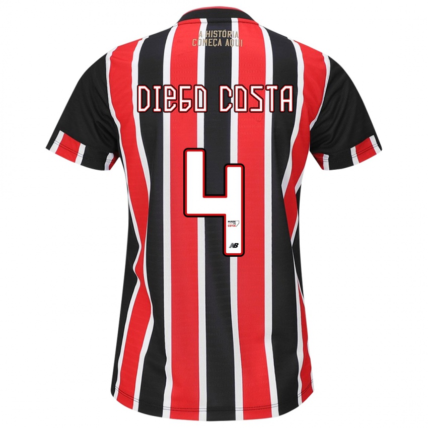 Gyermek Diego Costa #4 Fekete Piros Fehér Idegenbeli Jersey 2024/25 Mez Póló Ing