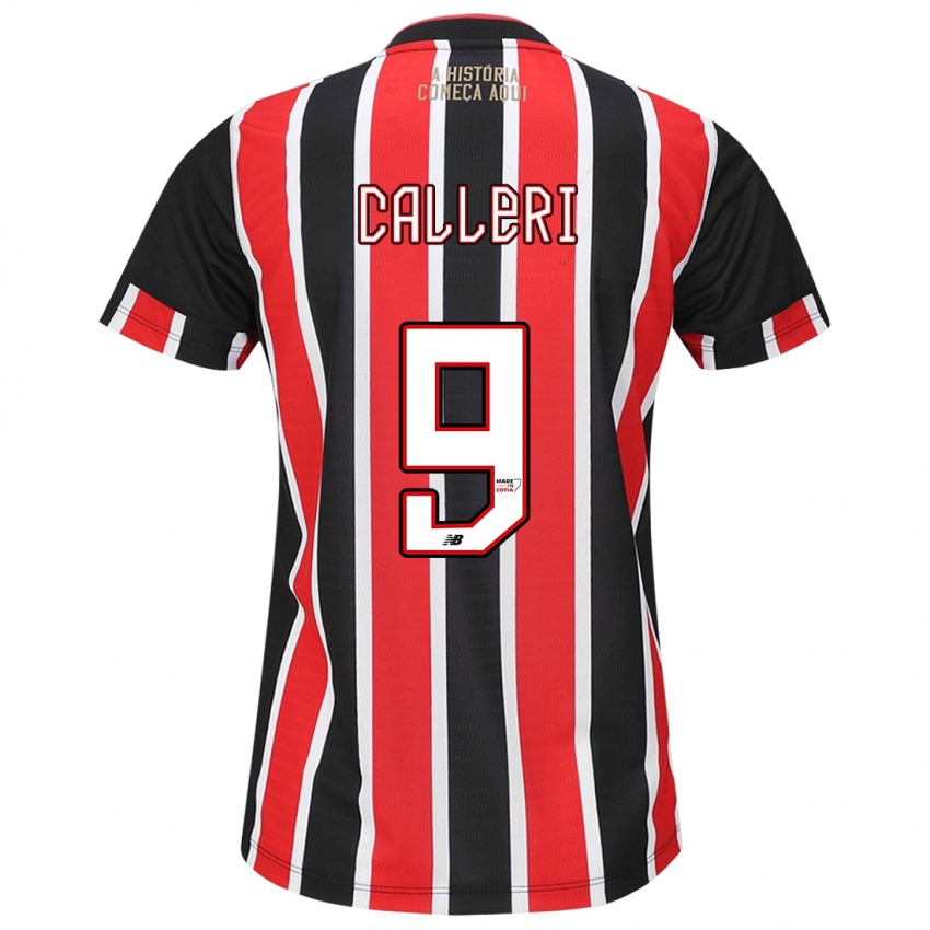 Gyermek Jonathan Calleri #9 Fekete Piros Fehér Idegenbeli Jersey 2024/25 Mez Póló Ing