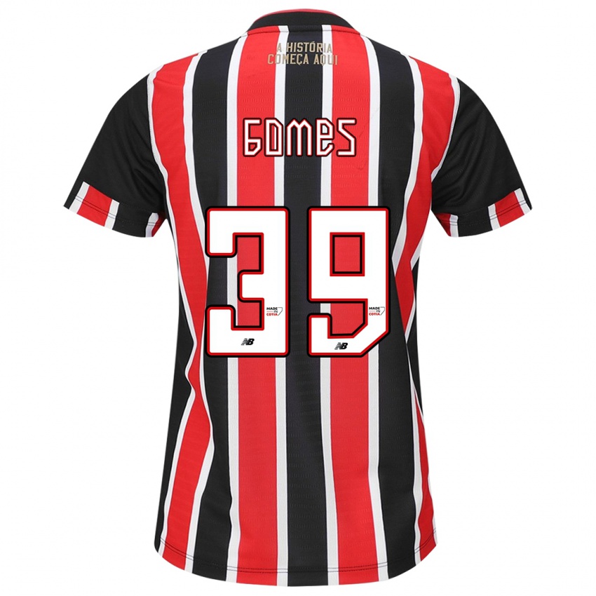 Gyermek William Gomes #39 Fekete Piros Fehér Idegenbeli Jersey 2024/25 Mez Póló Ing