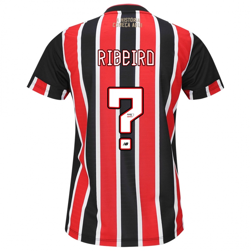 Gyermek Thiago Ribeiro #0 Fekete Piros Fehér Idegenbeli Jersey 2024/25 Mez Póló Ing