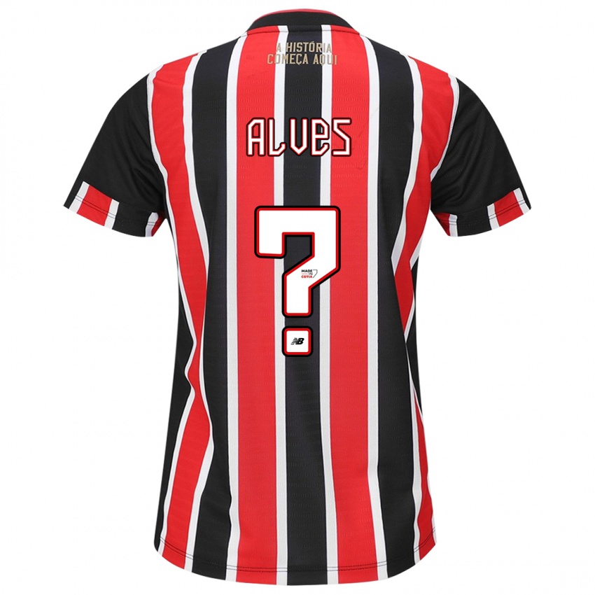 Gyermek Matheus Alves #0 Fekete Piros Fehér Idegenbeli Jersey 2024/25 Mez Póló Ing