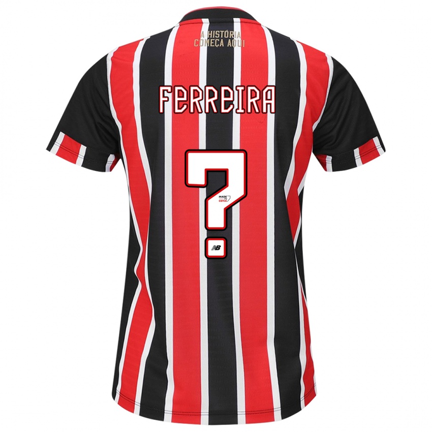 Gyermek Lucas Ferreira #0 Fekete Piros Fehér Idegenbeli Jersey 2024/25 Mez Póló Ing