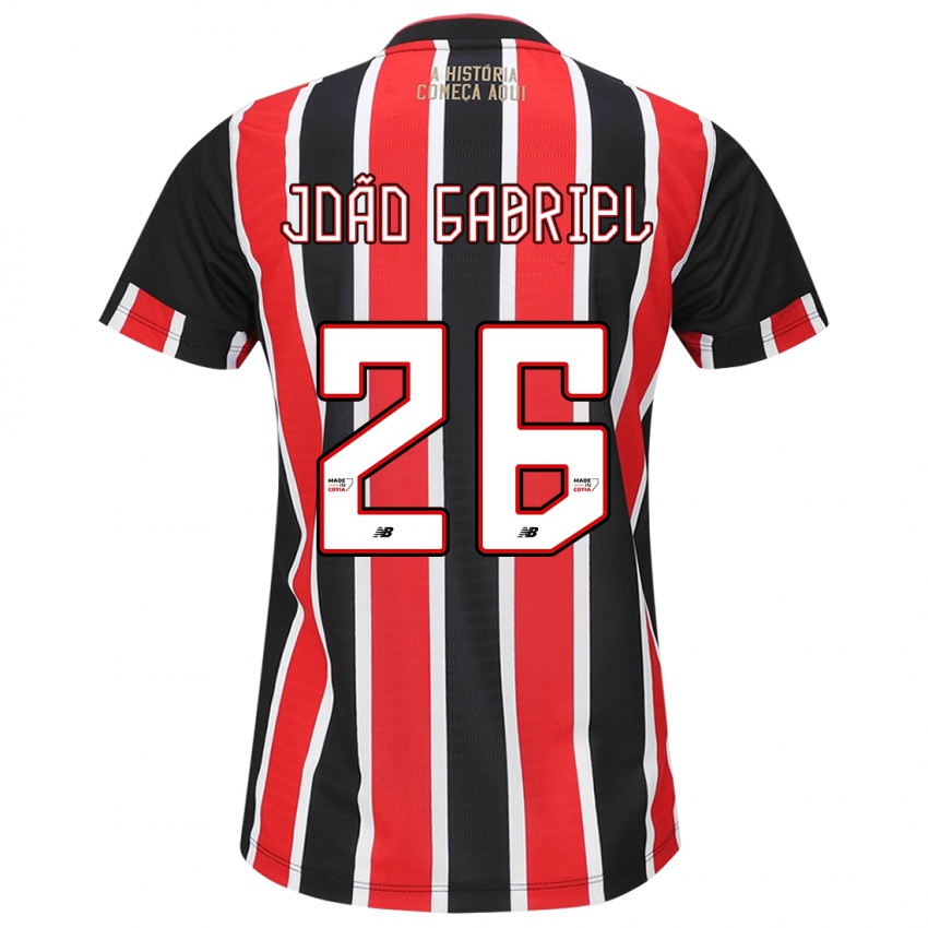 Gyermek João Gabriel #26 Fekete Piros Fehér Idegenbeli Jersey 2024/25 Mez Póló Ing