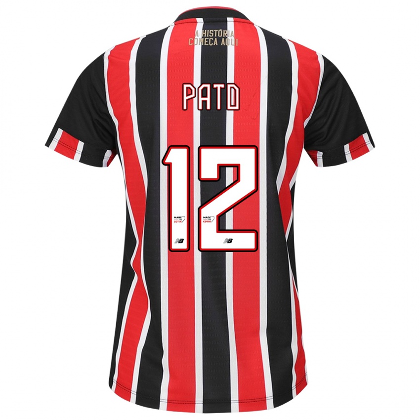 Gyermek Alexandre Pato #12 Fekete Piros Fehér Idegenbeli Jersey 2024/25 Mez Póló Ing