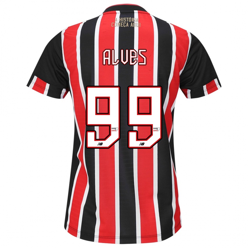 Gyermek Letícia Alves #99 Fekete Piros Fehér Idegenbeli Jersey 2024/25 Mez Póló Ing