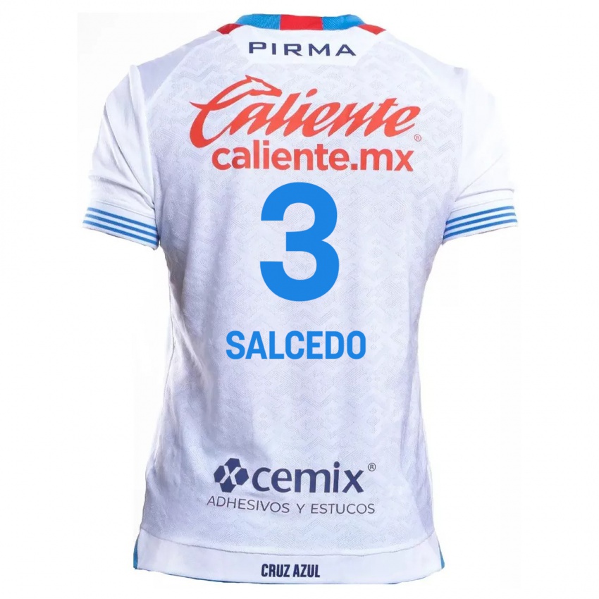 Gyermek Carlos Salcedo #3 Fehér Kék Idegenbeli Jersey 2024/25 Mez Póló Ing