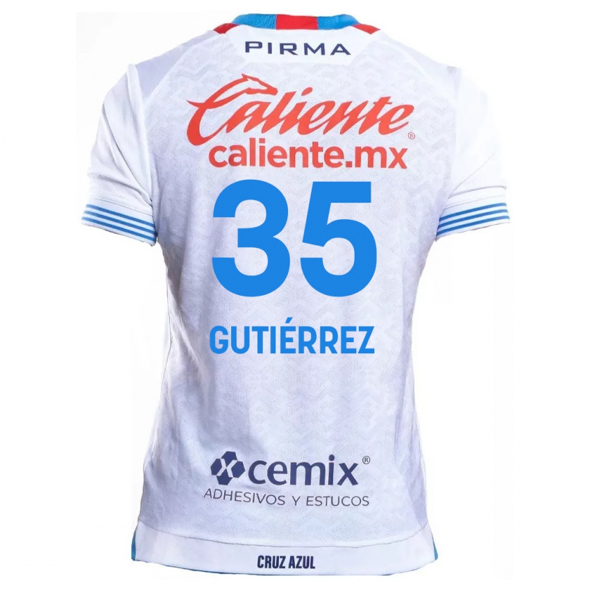 Gyermek Luis Gutiérrez #35 Fehér Kék Idegenbeli Jersey 2024/25 Mez Póló Ing