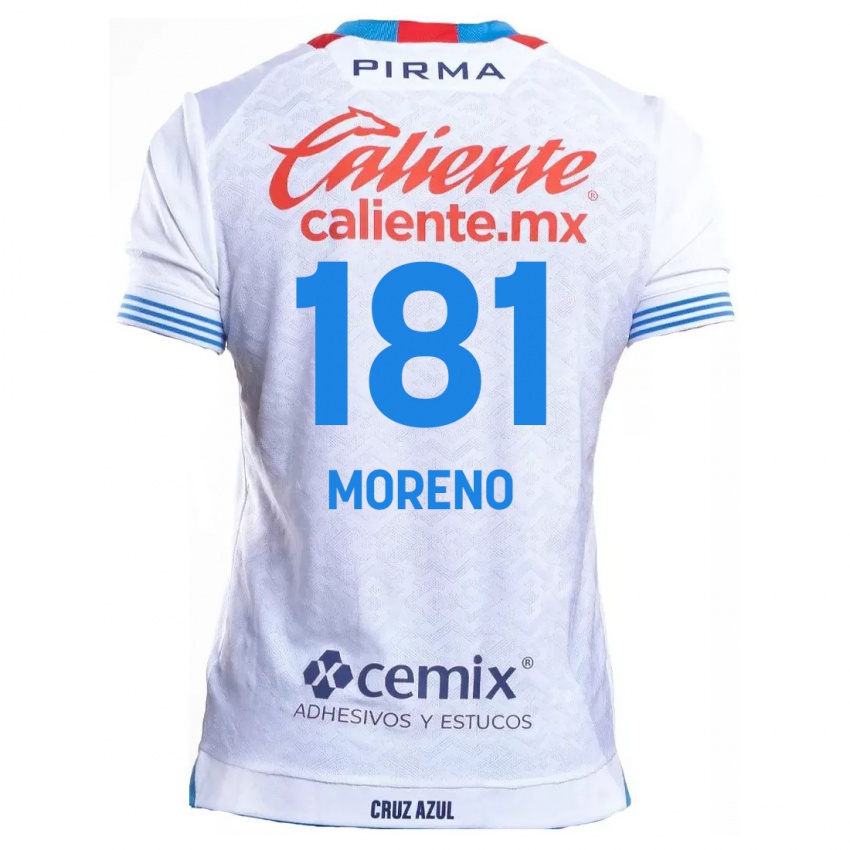 Gyermek Roberto Moreno #181 Fehér Kék Idegenbeli Jersey 2024/25 Mez Póló Ing