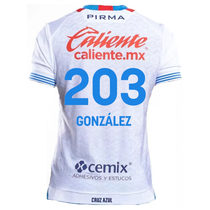 Gyermek Rogelio González #203 Fehér Kék Idegenbeli Jersey 2024/25 Mez Póló Ing