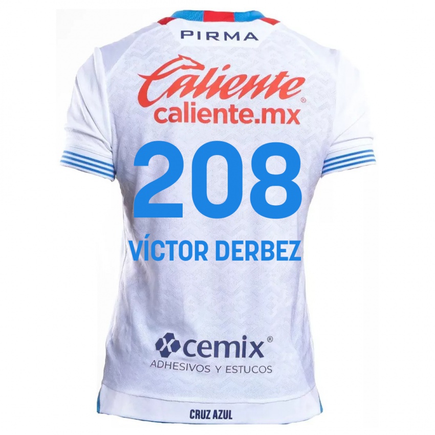 Gyermek Louis Víctor Derbez #208 Fehér Kék Idegenbeli Jersey 2024/25 Mez Póló Ing