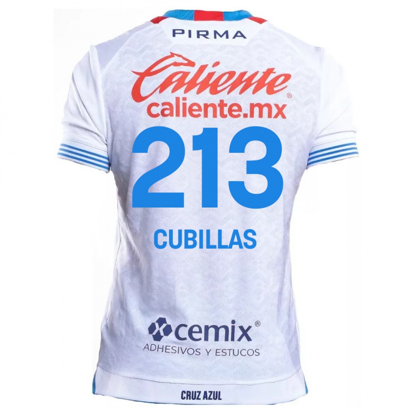 Gyermek Andre Cubillas #213 Fehér Kék Idegenbeli Jersey 2024/25 Mez Póló Ing