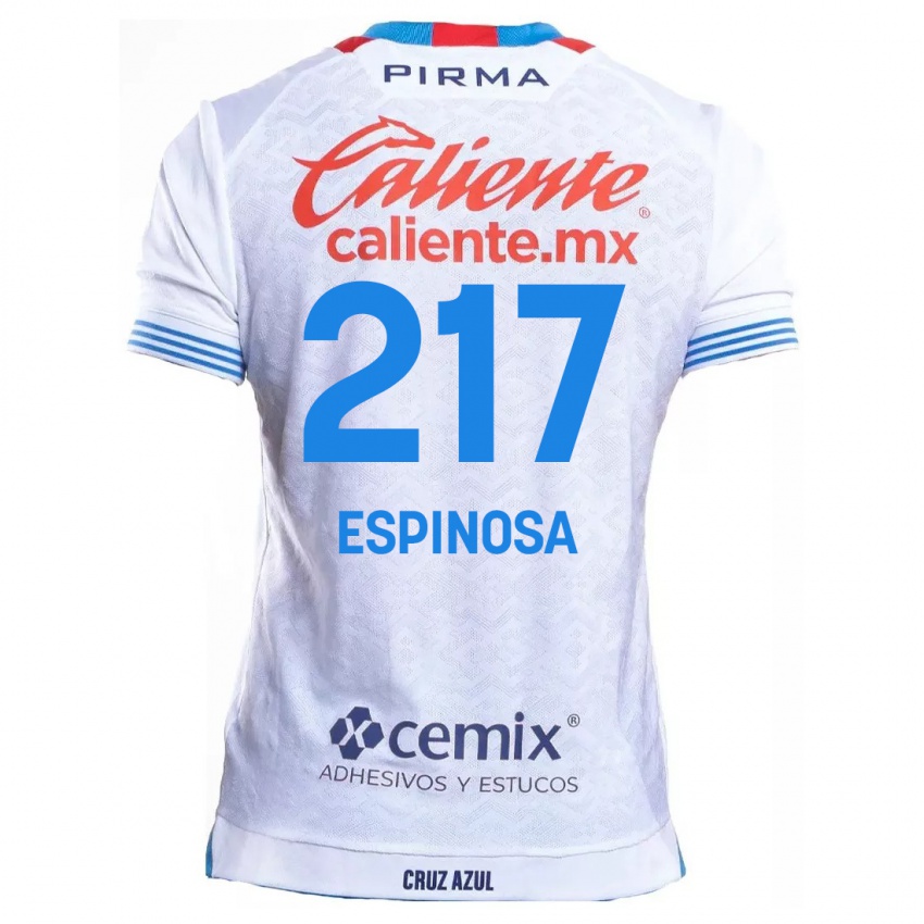 Gyermek Samuel Espinosa #217 Fehér Kék Idegenbeli Jersey 2024/25 Mez Póló Ing