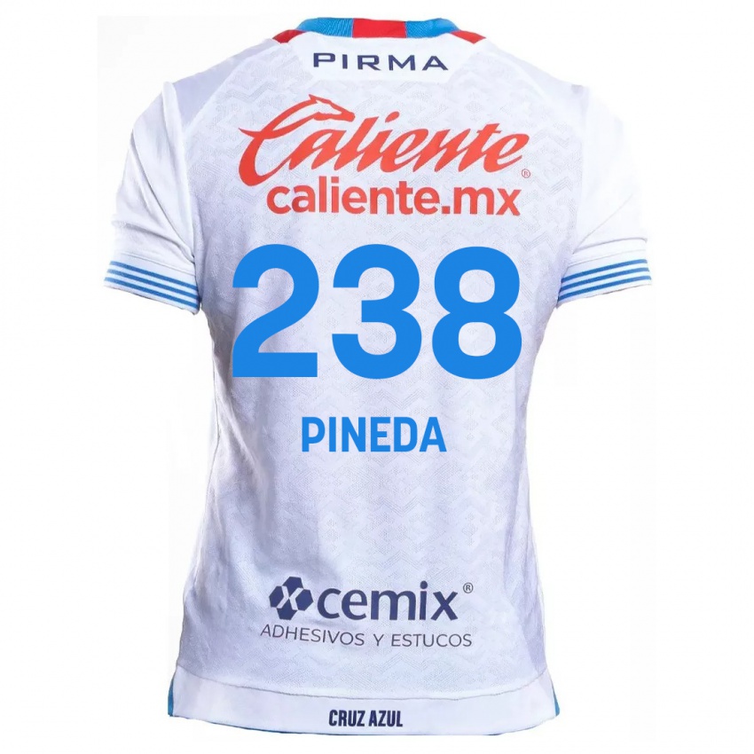 Gyermek Zadiel Pineda #238 Fehér Kék Idegenbeli Jersey 2024/25 Mez Póló Ing