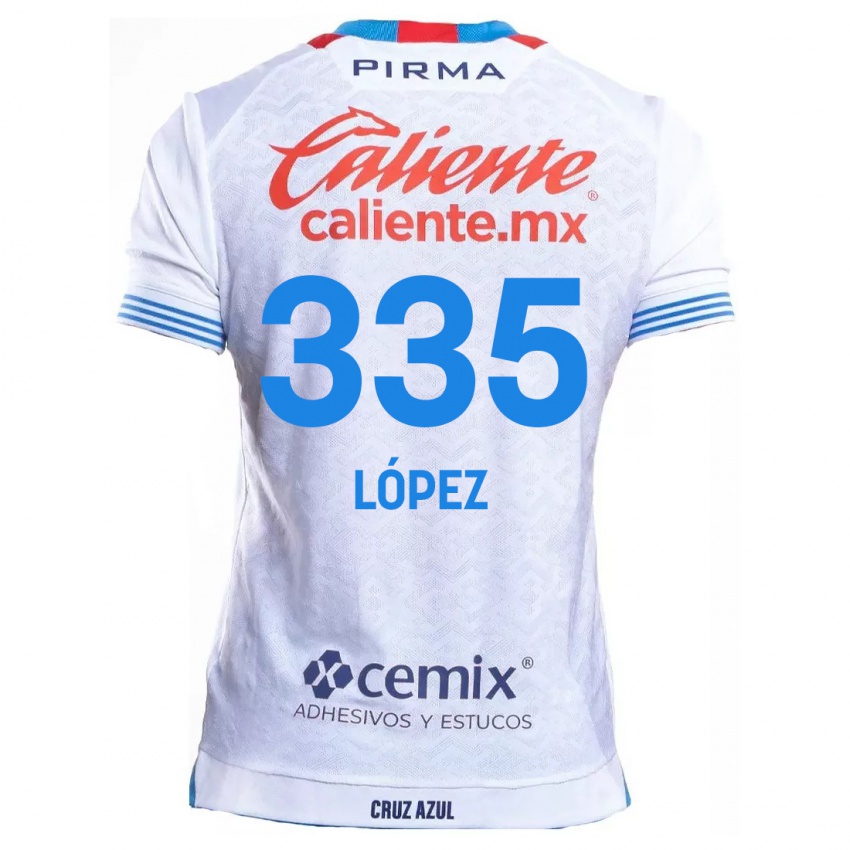 Gyermek Alfredo López #335 Fehér Kék Idegenbeli Jersey 2024/25 Mez Póló Ing