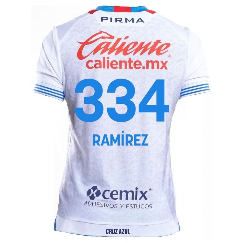 Gyermek Mauricio Ramírez #334 Fehér Kék Idegenbeli Jersey 2024/25 Mez Póló Ing