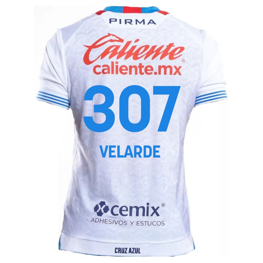 Gyermek Juan Velarde #307 Fehér Kék Idegenbeli Jersey 2024/25 Mez Póló Ing