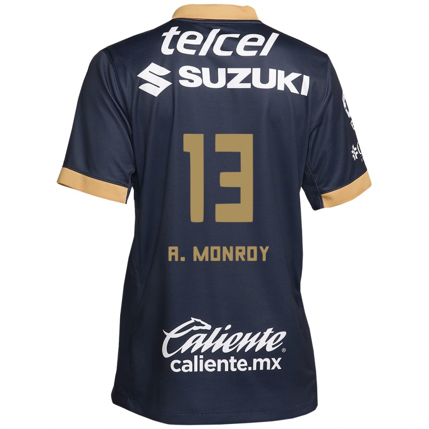 Gyermek Pablo Monroy #13 Obszidián Arany Fehér Idegenbeli Jersey 2024/25 Mez Póló Ing