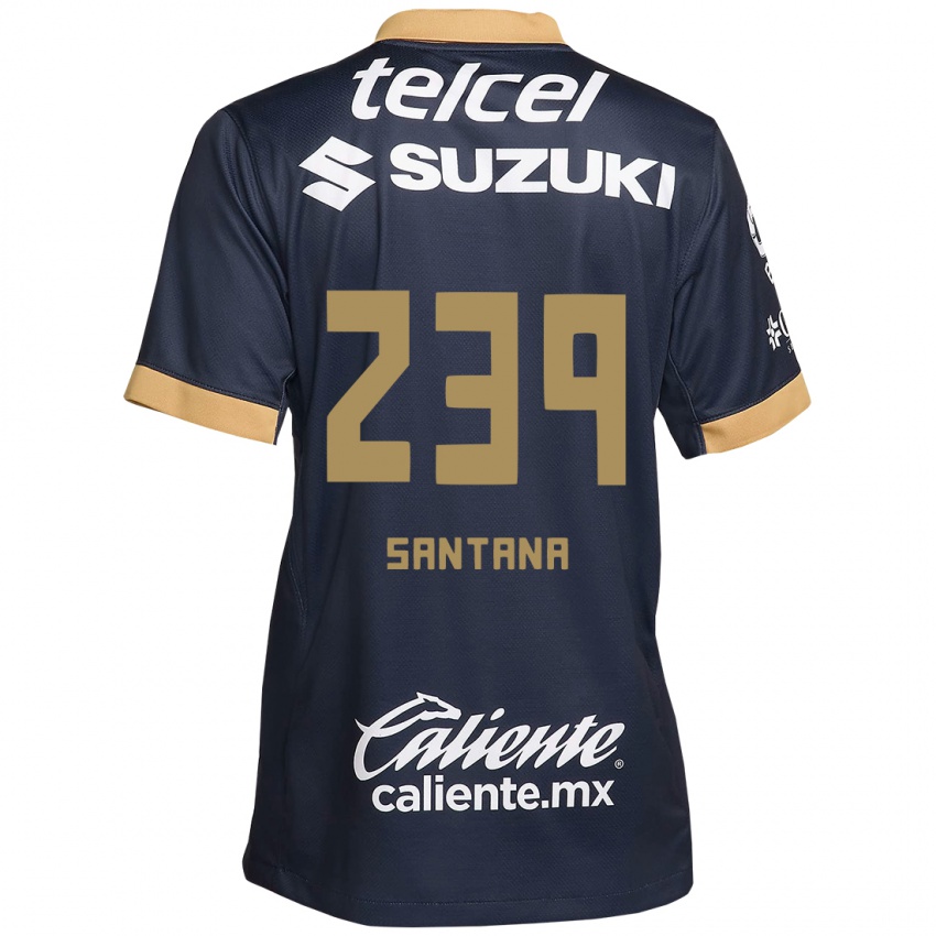 Gyermek Guillermo Santana #239 Obszidián Arany Fehér Idegenbeli Jersey 2024/25 Mez Póló Ing