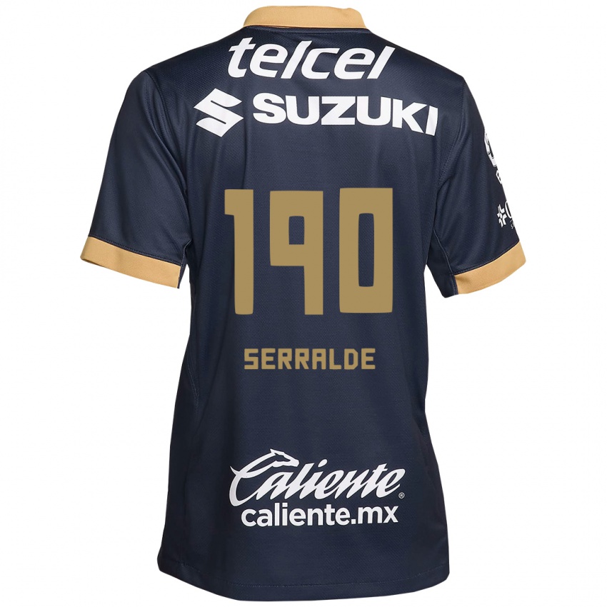 Gyermek Gerardo Serralde #190 Obszidián Arany Fehér Idegenbeli Jersey 2024/25 Mez Póló Ing