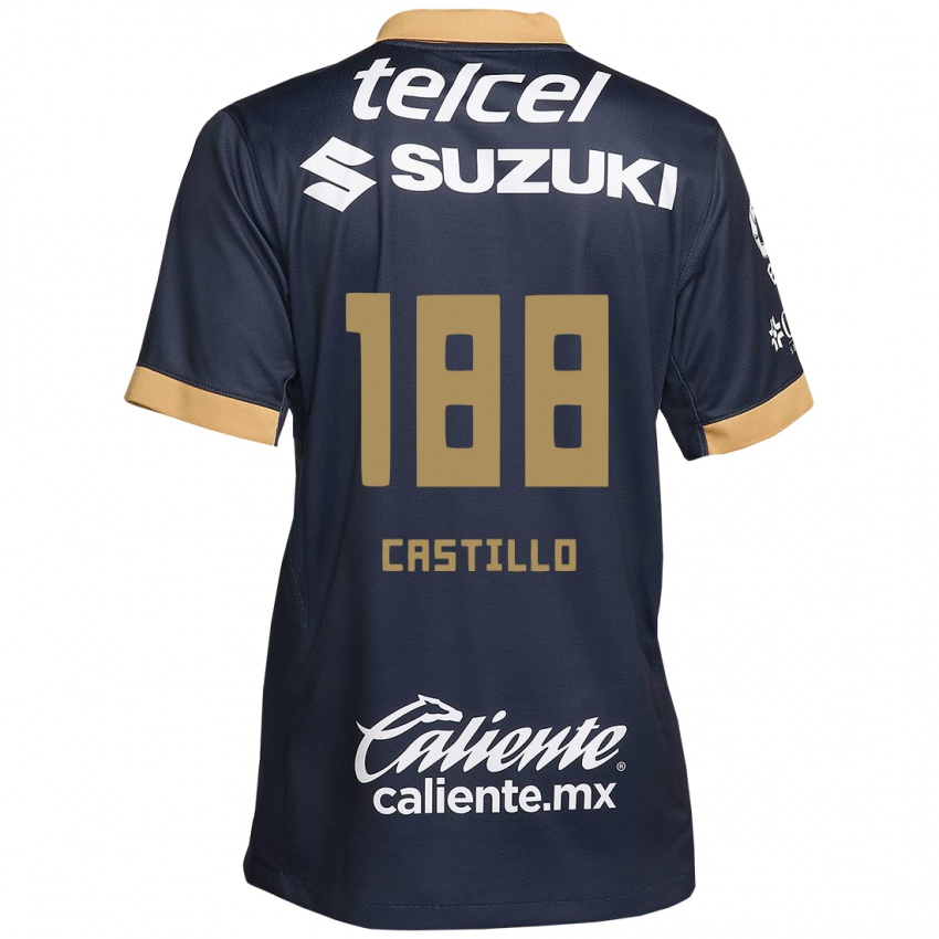 Gyermek Christian Castillo #188 Obszidián Arany Fehér Idegenbeli Jersey 2024/25 Mez Póló Ing