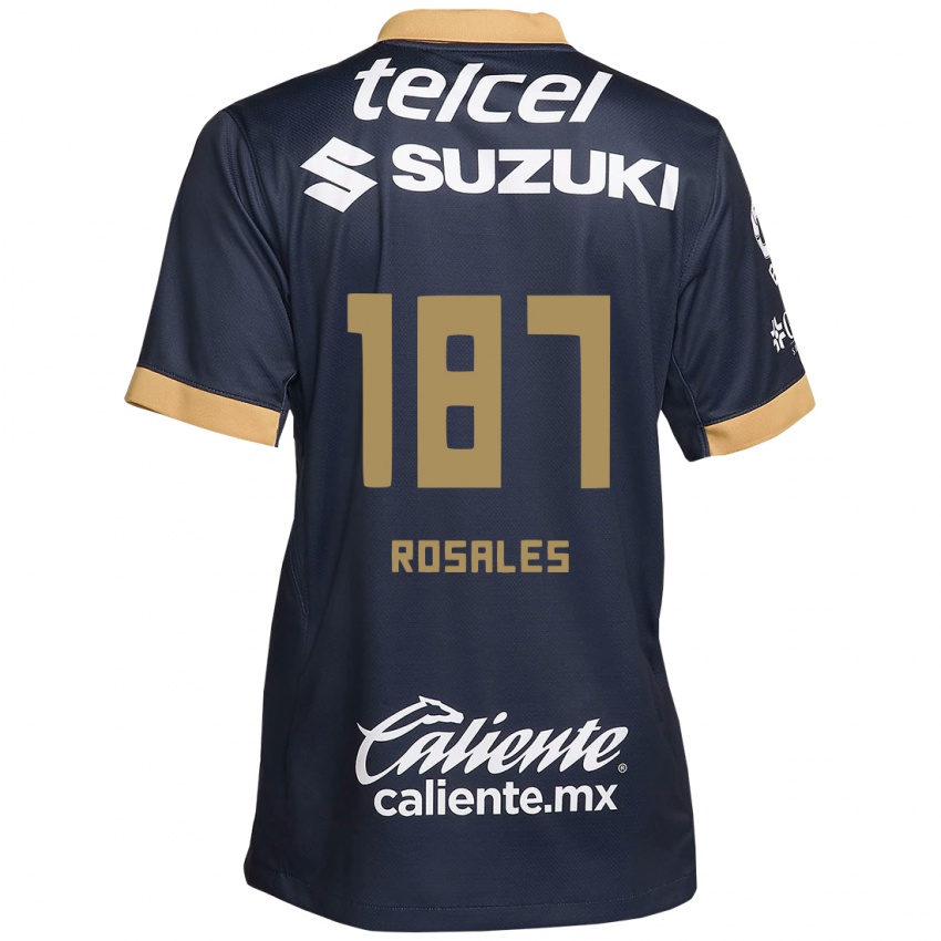 Gyermek Alonso Rosales #187 Obszidián Arany Fehér Idegenbeli Jersey 2024/25 Mez Póló Ing