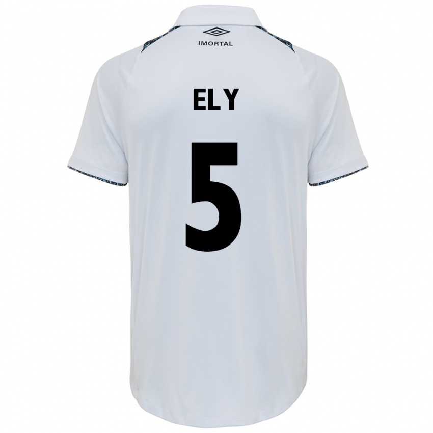 Gyermek Rodrigo Ely #5 Fehér Kék Idegenbeli Jersey 2024/25 Mez Póló Ing